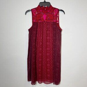 Niki Tlanapan Womens Arma Embroidered Mini Dress Red Size 4 Lace Sleeveless